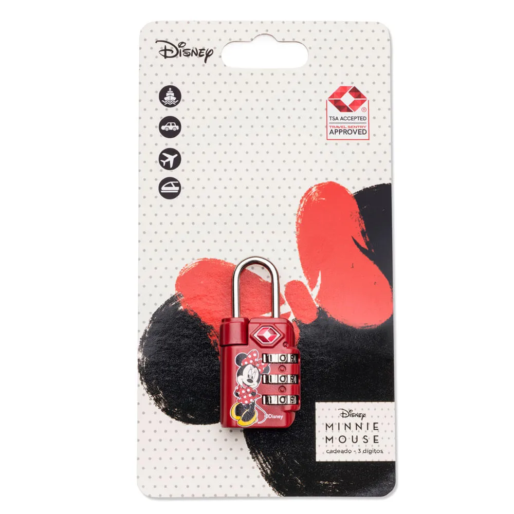 Cadeado Para Mala Tsa Com Segredo 3 Dgitos Minnie Vermelho